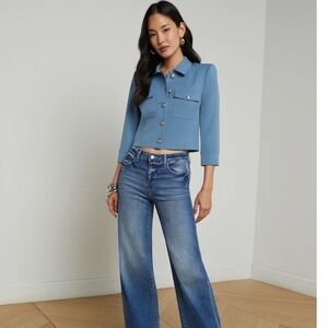 L’AGENCE Kumi Cropped Jacket in Blue Mist NWOT SZ6